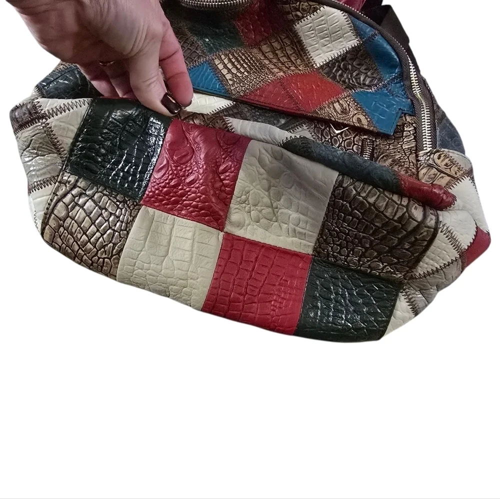 Cobbler Legend Colorful Patchwork Leather Backpack Retro Purse Bag